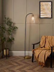 BHS Brass Bubble Glass Arc Floor Lamp - Image 4 of 7