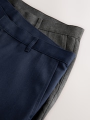 Grey Slim Fit Plain Front Smart Trousers 2 Pack - Image 10 of 11