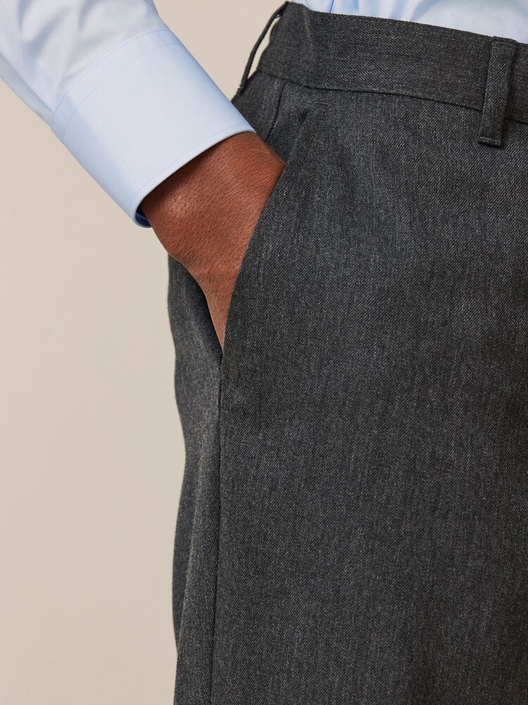 Grey Slim Fit Plain Front Smart Trousers 2 Pack - Image 5 of 5