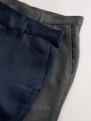 Navy Blue Slim Fit Plain Front Smart Trousers 2 Pack - Image 10 of 12