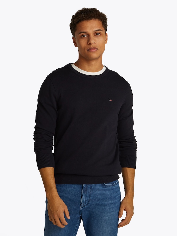 Tommy Hilfiger Blue 100% Cotton Core Essential Jumper - Image 1 of 6