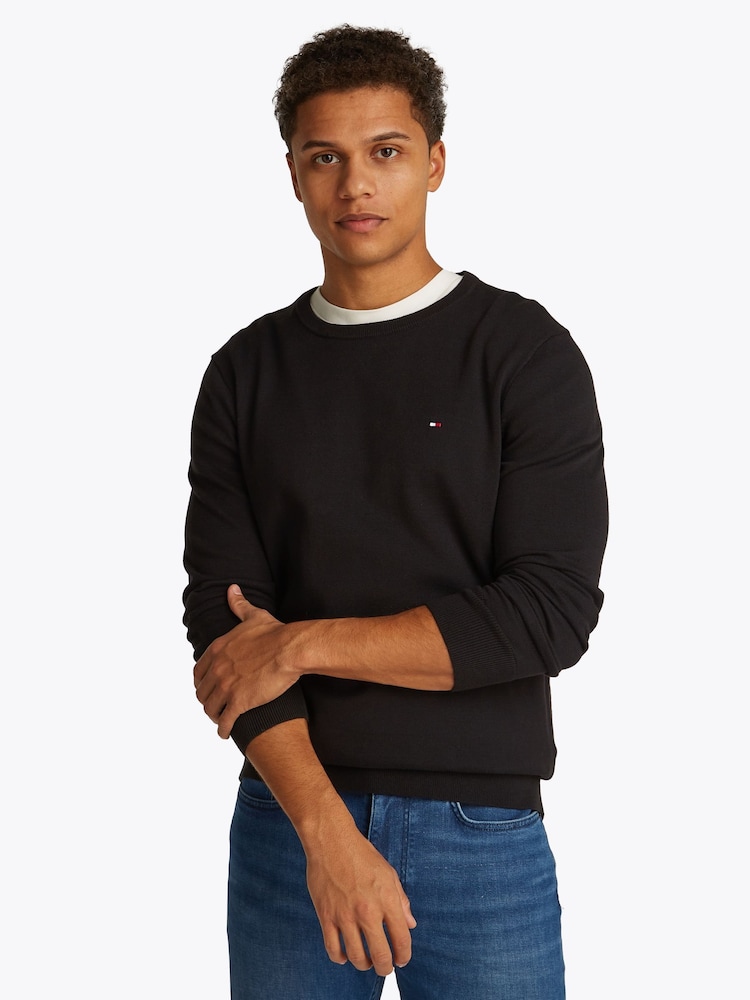 Tommy Hilfiger Black 100% Cotton Core Essential Jumper - Image 1 of 6
