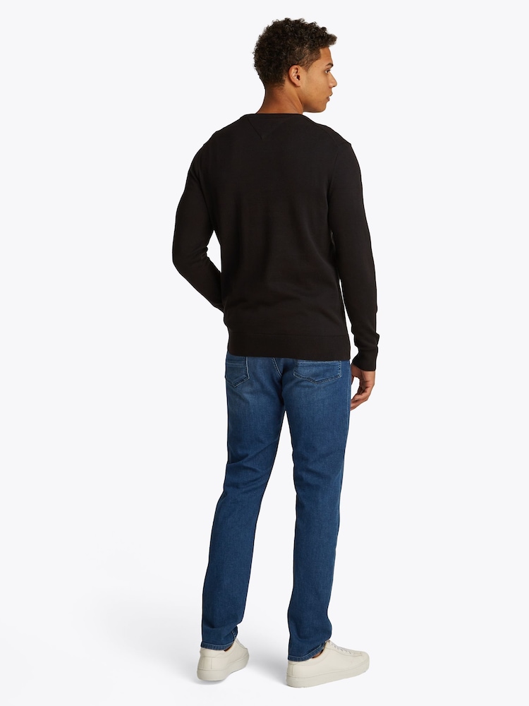 Tommy Hilfiger Black 100% Cotton Core Essential Jumper - Image 3 of 6