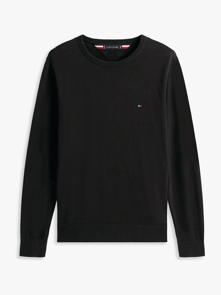 Tommy Hilfiger Black 100% Cotton Core Essential Jumper - Image 5 of 5 Tommy Hilfiger Black 100% Cotton Core Essential Jumper - Image 5 of 5