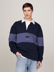 Tommy Jeans Blue 100% Cotton Tonal Flag Sweatshirt - Image 1 of 8