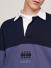 Tommy Jeans Blue 100% Cotton Tonal Flag Sweatshirt - Image 4 of 8