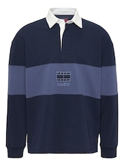 Tommy Jeans Blue 100% Cotton Tonal Flag Sweatshirt - Image 6 of 8