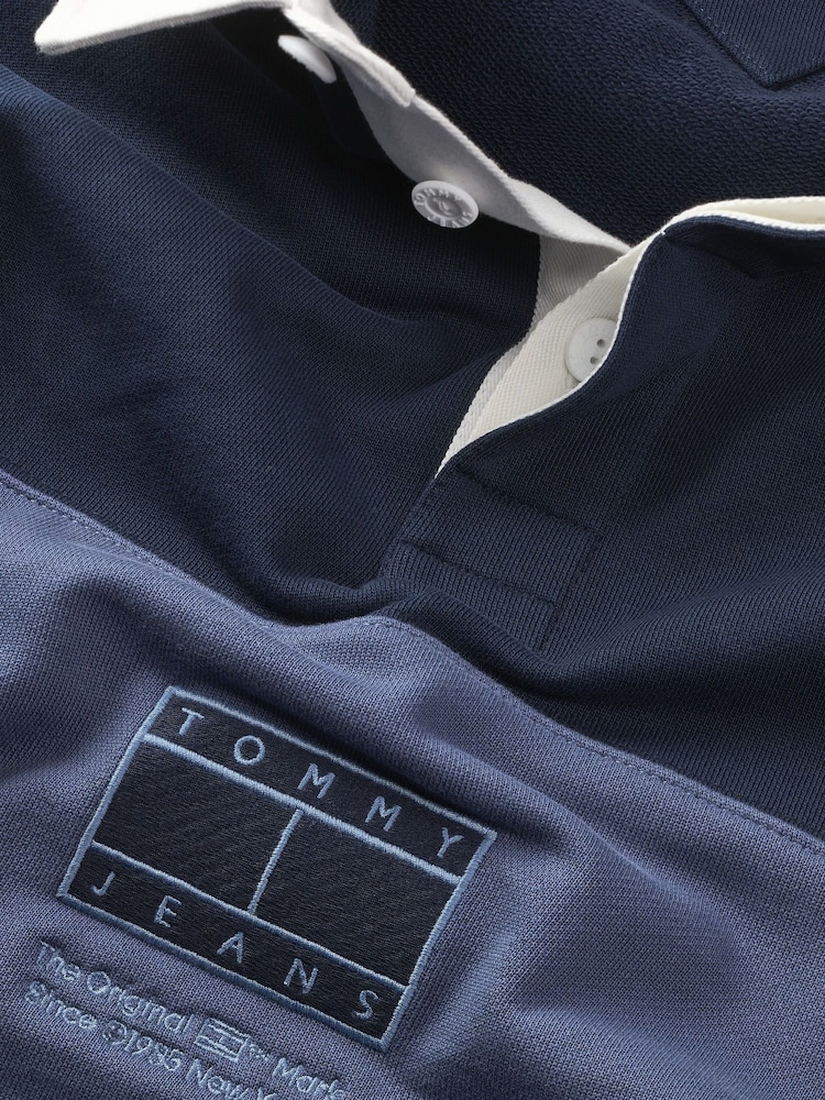 Tommy Jeans Blue 100% Cotton Tonal Flag Sweatshirt - Image 8 of 8