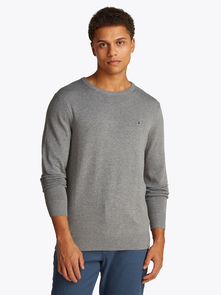Tommy Hilfiger Grey 100% Cotton Core Essential Jumper - Image 1 of 6