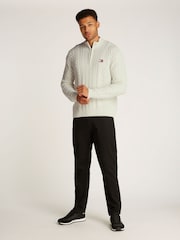 Tommy Jeans White White 100% Cotton Regular Cable Zip Up Jumper - Image 4 of 7