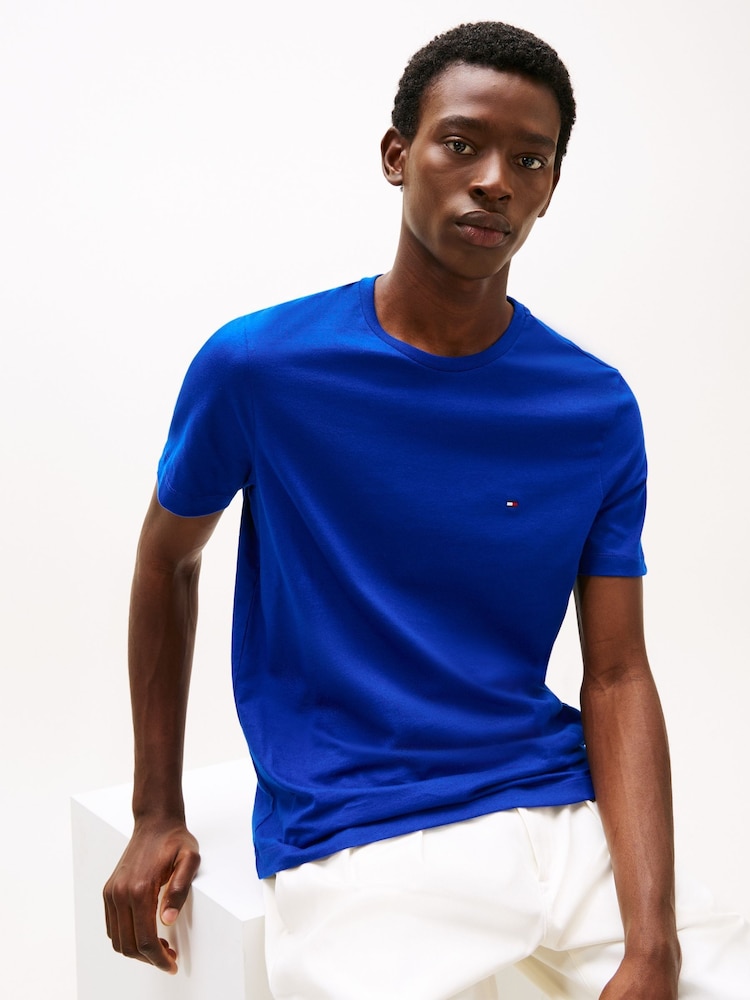 أزرق - Tommy Hilfiger 100% Cotton Seasonal Regular Fit T-Shirt - صورة 1 من 6