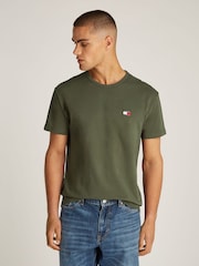 Tommy Jeans Green Regular Fit Badge 100% Cotton T-Shirt - Image 1 of 6