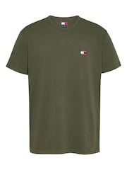 Tommy Jeans Green Regular Fit Badge 100% Cotton T-Shirt - Image 4 of 6