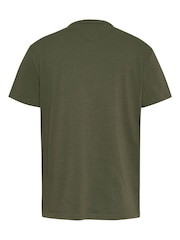 Tommy Jeans Green Regular Fit Badge 100% Cotton T-Shirt - Image 5 of 6