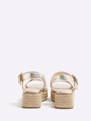 River Island Gold Girls Faux Leather Weave Wedge Sandals - Image 3 of 5