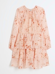 River Island Pink Girls Floral Print Chiffon Dress - Image 1 of 3
