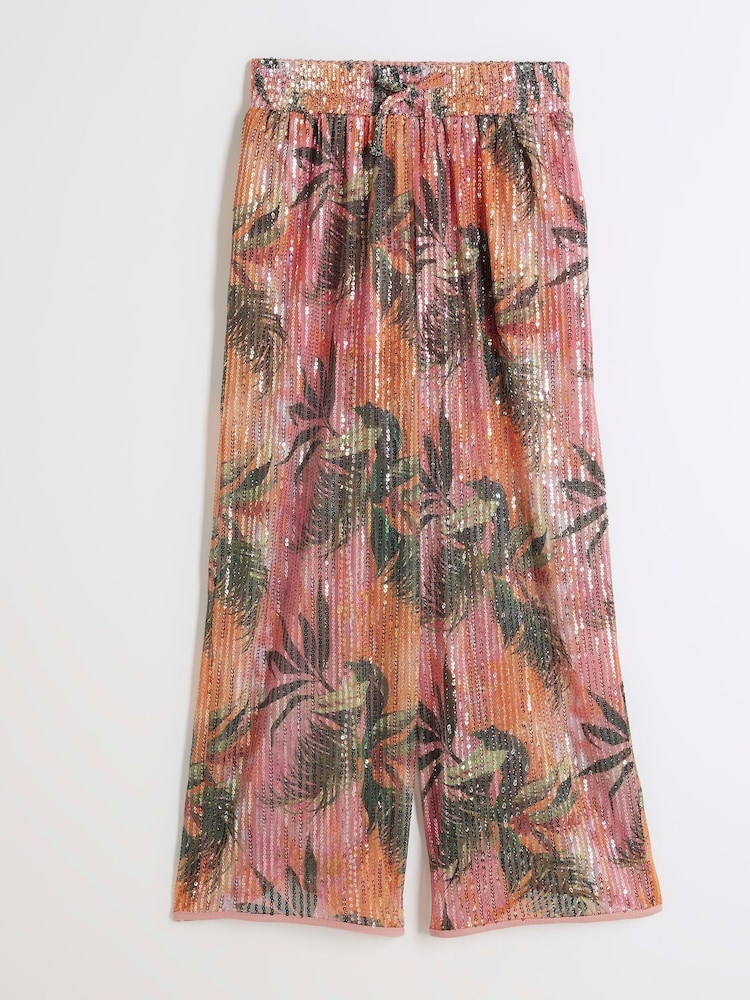 River Island Pink Girls Orchid Sequin Trousers - Image 1 of 4 River Island Pink Girls Orchid Sequin Trousers - Image 1 of 4