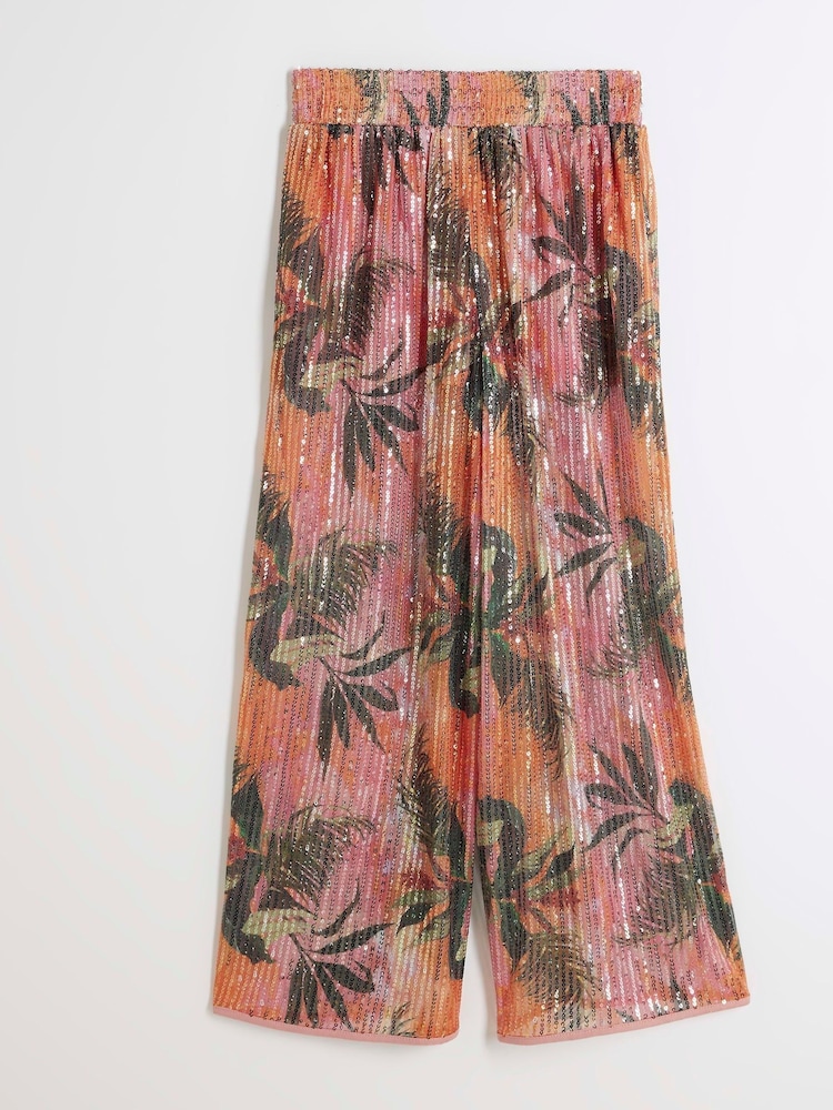 River Island Pink Girls Orchid Sequin Trousers - Image 2 of 4 River Island Pink Girls Orchid Sequin Trousers - Image 2 of 4