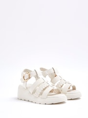 River Island Cream Girls Plait Wedge Sandals - Image 2 of 5
