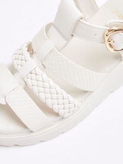 River Island Cream Girls Plait Wedge Sandals - Image 4 of 5