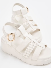 River Island Cream Girls Plait Wedge Sandals - Image 5 of 5