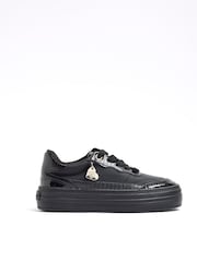 River Island Black Girls Faux Leather Triple Plim Trainers - Image 1 of 5