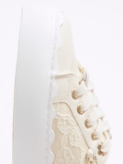 River Island Cream Girls Scallop Lace Plim Trainers - Image 4 of 5