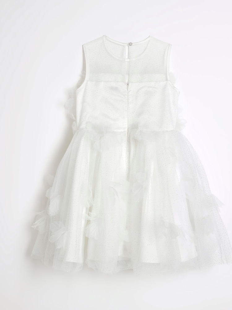 River Island White Girls Embellished Tulle Dress - Image 4 of 4
