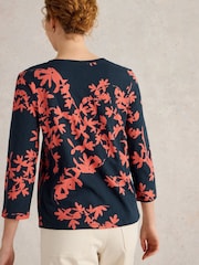 White Stuff Blue Nadia 3/4 Sleeve 100% Cotton T-Shirt - Image 2 of 6