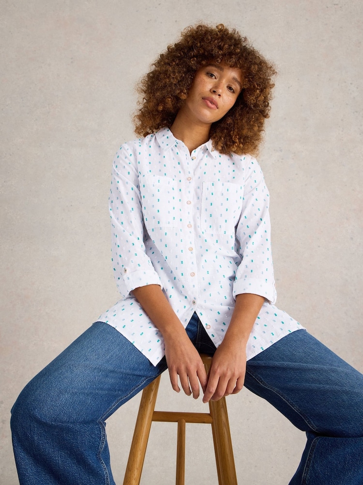 White Stuff White Sophie Longline 100% Organic Cotton Shirt - Image 1 of 6 White Stuff White Sophie Longline 100% Organic Cotton Shirt - Image 1 of 6