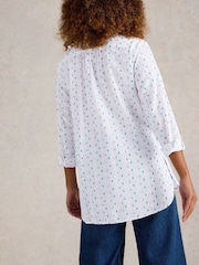 White Stuff White Sophie Longline 100% Organic Cotton Shirt - Image 2 of 6