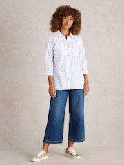 White Stuff White Sophie Longline 100% Organic Cotton Shirt - Image 3 of 6