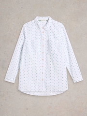 White Stuff White Sophie Longline 100% Organic Cotton Shirt - Image 5 of 6