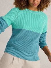 White Stuff Blue Bailey 100% Cotton Jumper - Image 3 of 6