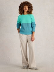 White Stuff Blue Bailey 100% Cotton Jumper - Image 4 of 6