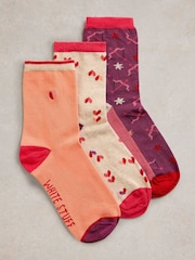 White Stuff Red I Heart You Ankle Socks 3 Pack - Image 1 of 2