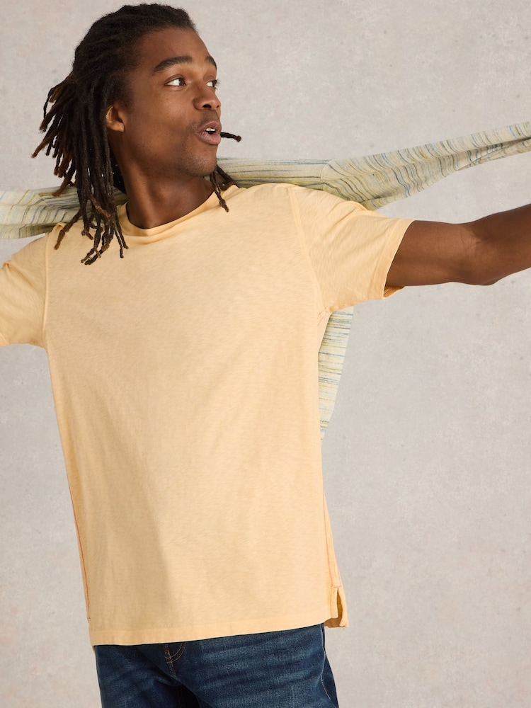 White Stuff Yellow Abersoch Short Sleeve 100% Cotton T-Shirt - Image 4 of 6