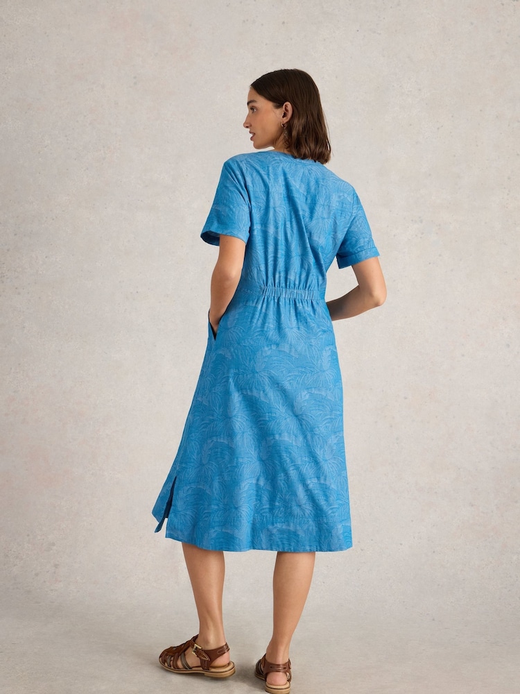 White Stuff Blue Iris Cotton Jacquard Dress - Image 2 of 6