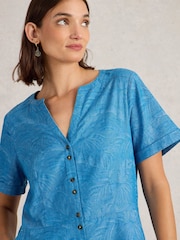 White Stuff Blue Iris Cotton Jacquard Dress - Image 3 of 6