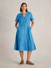 White Stuff Blue Iris Cotton Jacquard Dress - Image 4 of 6