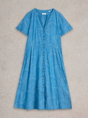 White Stuff Blue Iris Cotton Jacquard Dress - Image 5 of 6