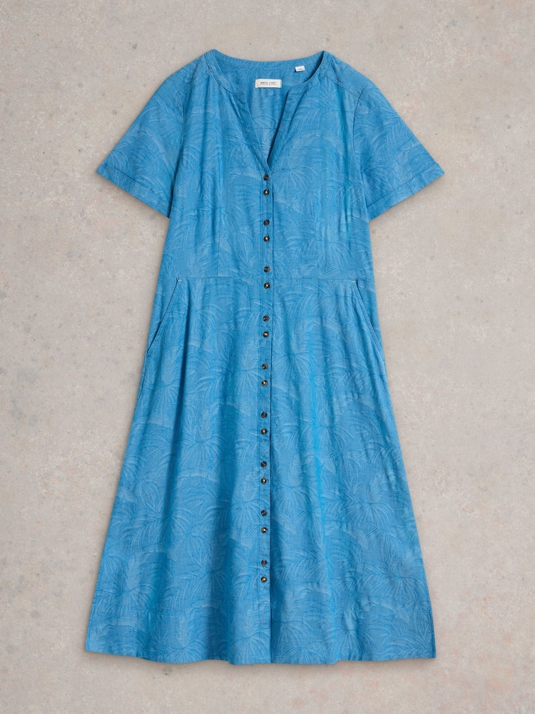 White Stuff Blue Iris Cotton Jacquard Dress - Image 5 of 6