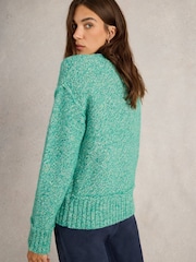 Zielony - Teksturowany sweter White Stuff Tammy z dekoltem w szpic - Image 2 of 6