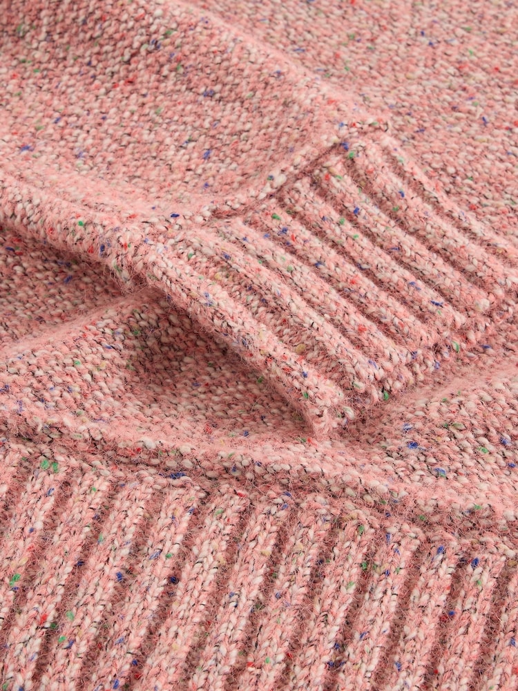 White Stuff Pink Tammy Textured V-Neck Jumper - Image 6 of 6