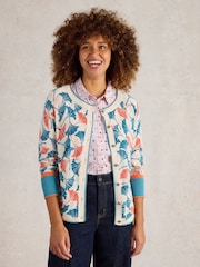 White Stuff Natural Lulu Printed 100% Organic Cotton Cardigan - Image 1 of 7