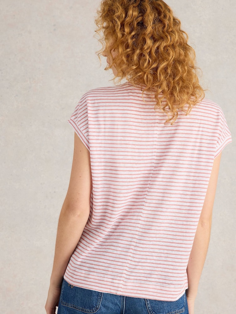 White Stuff Red Iris 100% Linen T-Shirt - Image 2 of 6