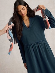 White Stuff Blue Thea Denim Jersey 100% Organic Cotton Dress - Image 1 of 6