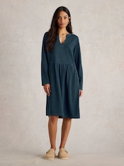 White Stuff Blue Thea Denim Jersey 100% Organic Cotton Dress - Image 4 of 6
