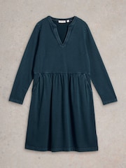 White Stuff Blue Thea Denim Jersey 100% Organic Cotton Dress - Image 5 of 6