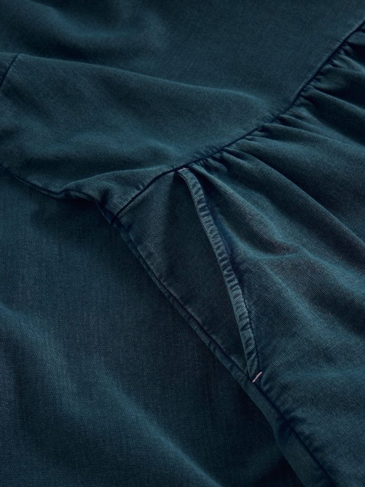 White Stuff Blue Thea Denim Jersey 100% Organic Cotton Dress - Image 6 of 6